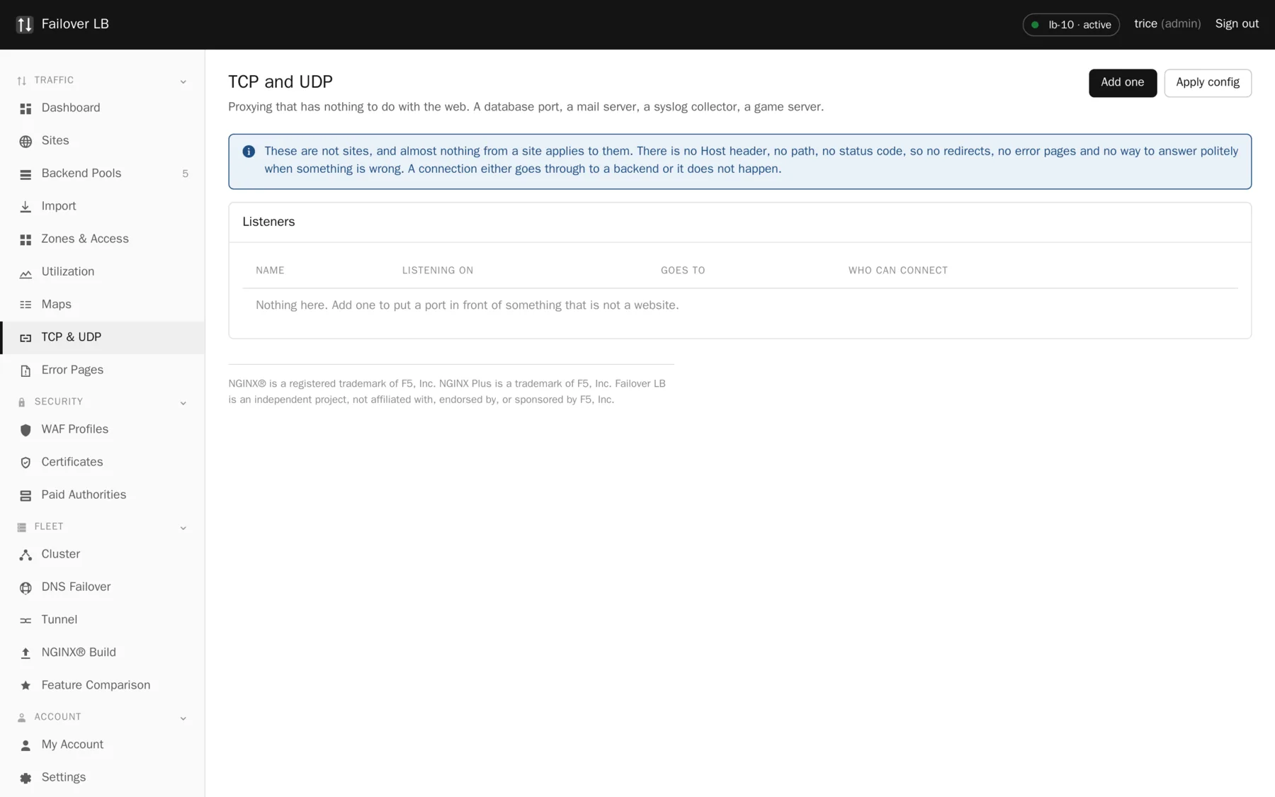 TCP and UDP. Balancing a database, a mail server or anything that is not web traffic.